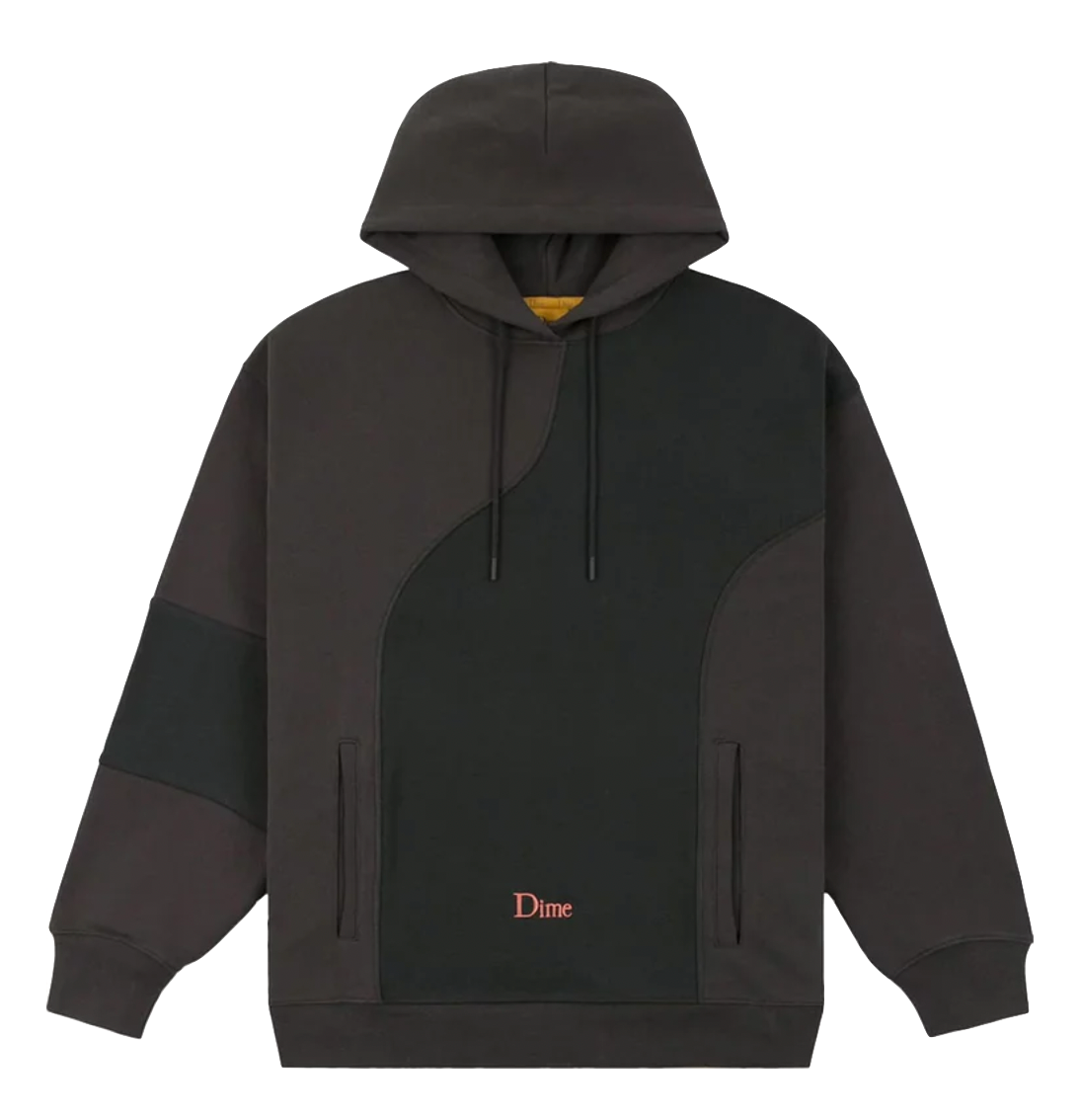 Dime Ribbed Panel hoodie black brown