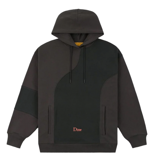 Dime Ribbed Panel hoodie black brown