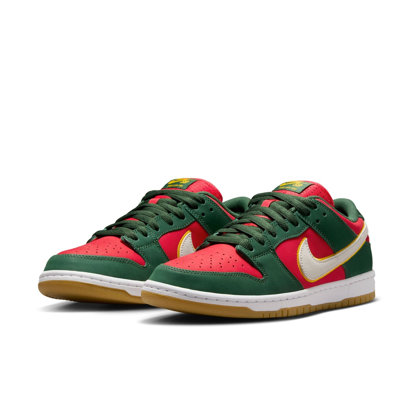 Nike SB Dunk Low Pro QS Seattle Supersonics fir white university gold fire red